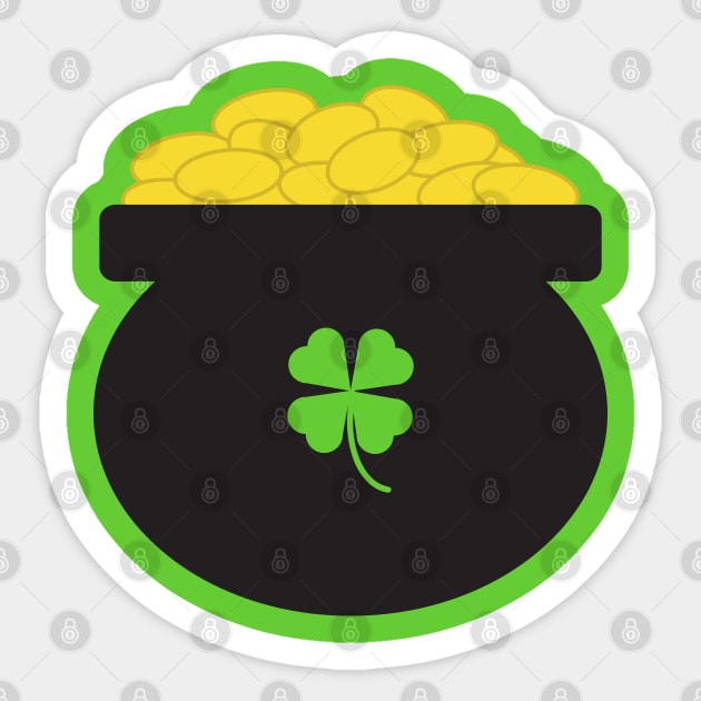 Pot of Gold Shamrock St Patrick's Day in Green Sticker by Kelly Gigi